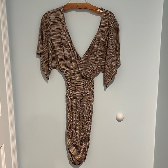 Le Croix Metallic Striped Ruched Dress - Picture 1 of 6